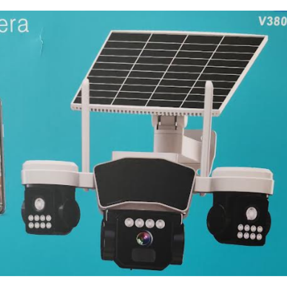 3 Kameralı 9mp Güneş Enerjili Solar Sim Kartlı Gece Görüşlü Güvenlik Kamerası v380pro
