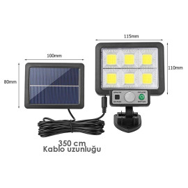 AYRI GÜNEŞ PANELLİ HAREKET SENSÖRLÜ ÜÇ MODLU SOLAR DUVAR LAMBASI