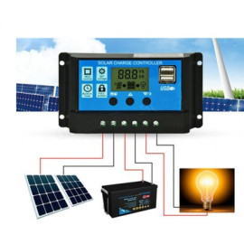 Güneş Enerjili Akü Şarj Kontrol Cihazı 10a Dijital Solar 2 Usb çıkışlı 10A